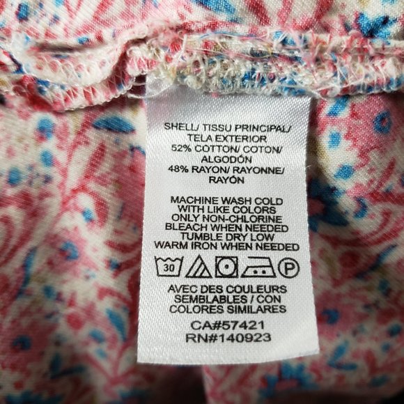 Loft Women's Sz S Classic Floral Pajamas Button Front Top Cropped Pant (1240) - Picture 10 of 11